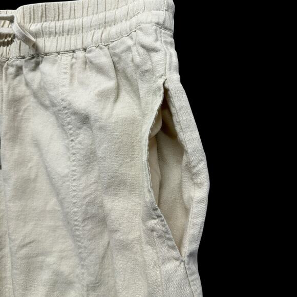 Zara Linen Blend Cropped Pants Womens Sz Medium Drawstring Pockets Slouchy - Picture 6 of 12